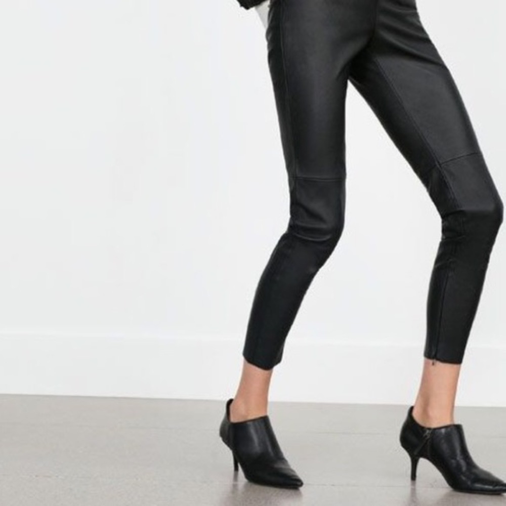 Black Zara Basic faux leather leggings